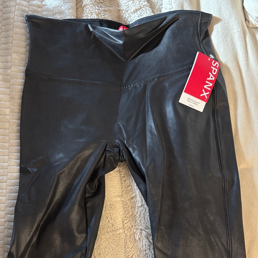 SPANX Shiny Black High-Waisted Leggings